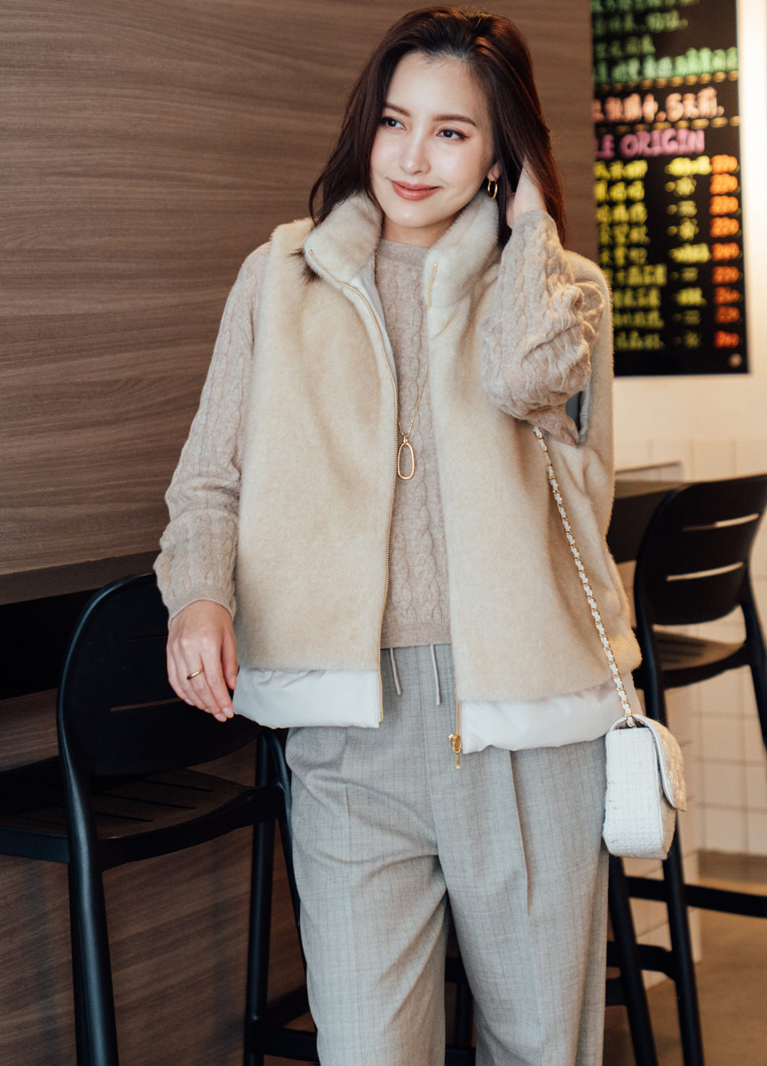 圓領麻花針織衫